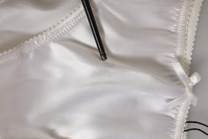 White Silk Satin Floral Lace Panty Brief Underwear