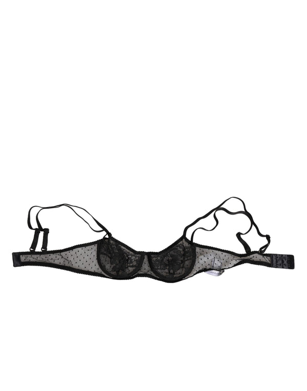 Black Floral Underwired Balconette Bra Underwear