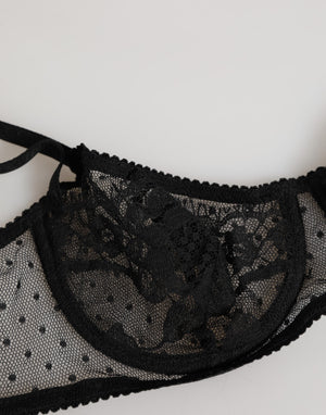 Black Floral Underwired Balconette Bra Underwear