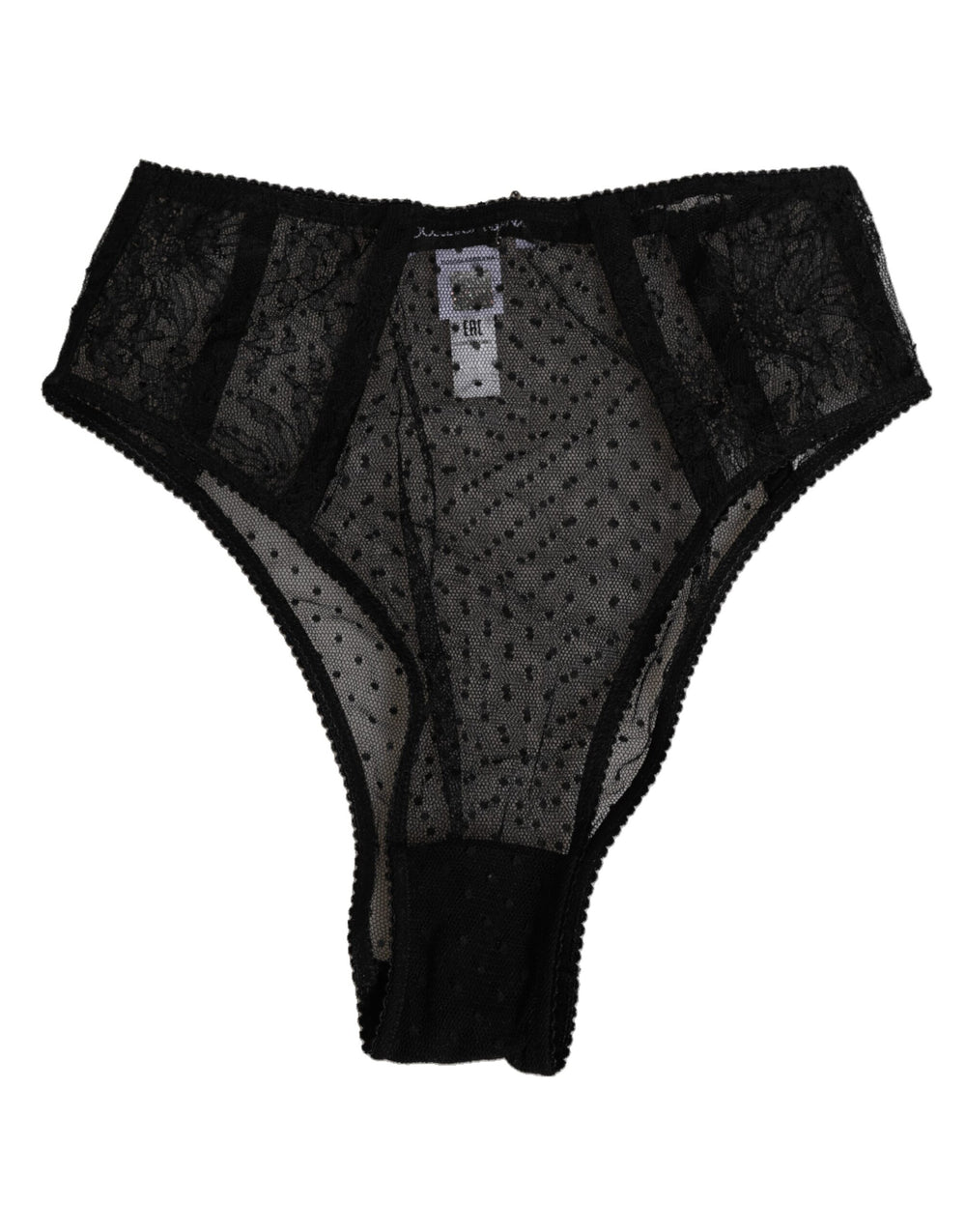 Black Lace Polka Dot Mesh High Waist Underwear