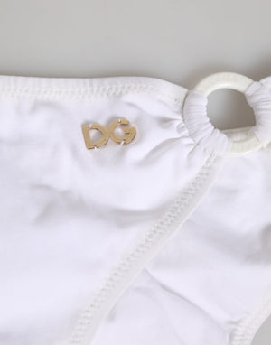 White Logo Swimsuit 2 Piece Top Bottom Swimwear