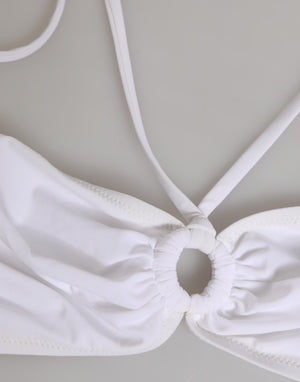 White Logo Swimsuit 2 Piece Top Bottom Swimwear