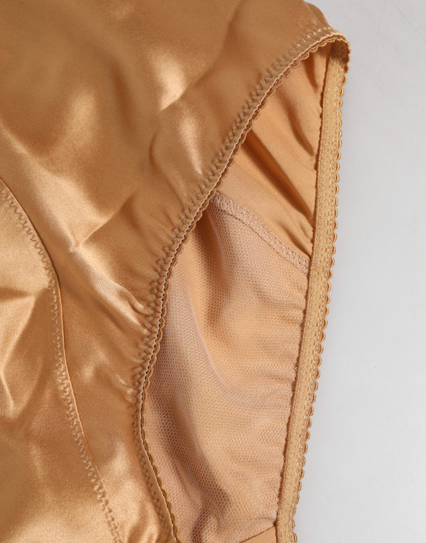 Beige Silk Stretch High Waist Girdle Underwear