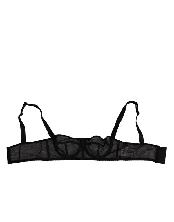 Black Floral Underwired Balconette Bra Underwear