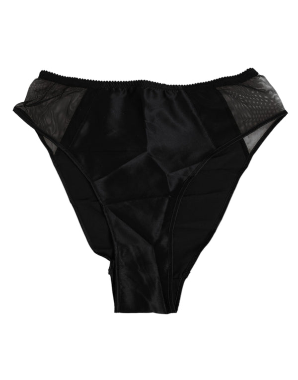 Black Silk Stretch High Waist Panty Underwear