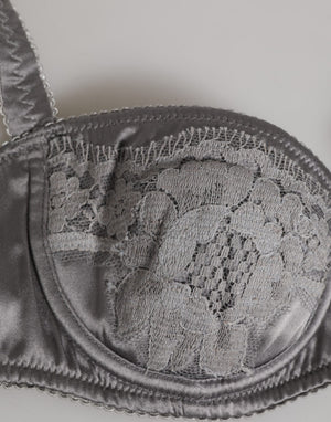 Gray Silk Underwired Balconette Bra Underwear