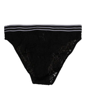 Black Lace Slip Brief Logo Waistband Underwear