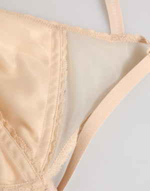 Beige Nylon Triangle Soft Cup Brassiere Underwear
