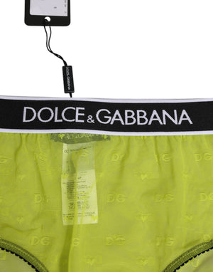 Green Nylon Logo Waistband Brief Panty Underwear