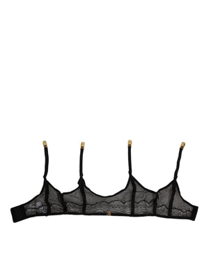 Black Floral Lace Nylon Strap Garter Underwear