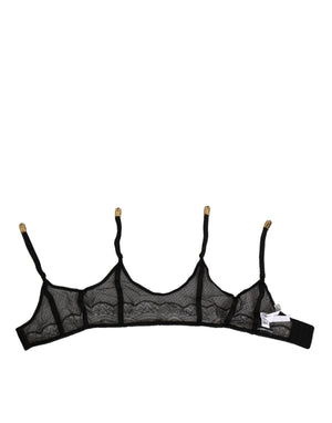 Black Floral Lace Nylon Strap Garter Underwear