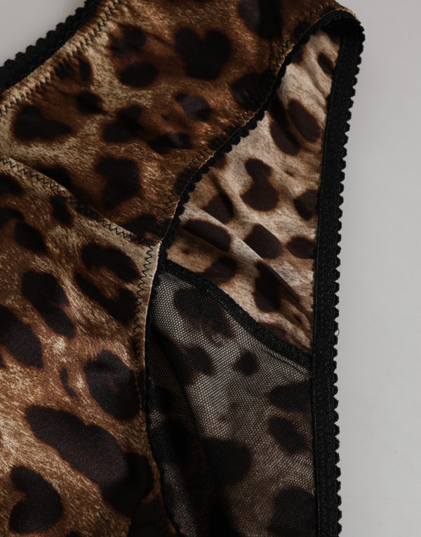 Brown Leopard Silk Mid Waist Panty Underwear