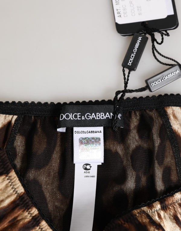 Brown Leopard Silk Mid Waist Panty Underwear