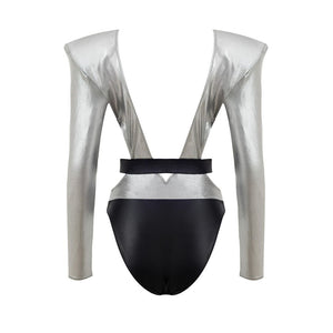 Gray Viscose One-Piece Swimsuit