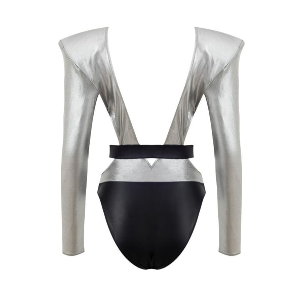Gray Viscose One-Piece Swimsuit