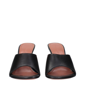 Black Leather Stiletto Heel Sandals