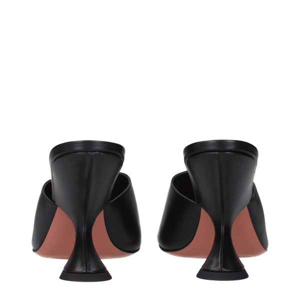 Black Leather Stiletto Heel Sandals