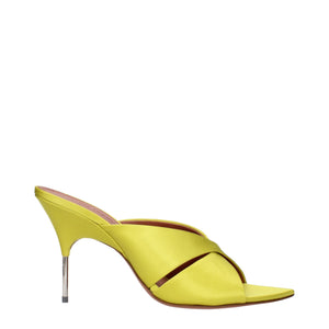 Green Satin Stiletto Heel Sandals