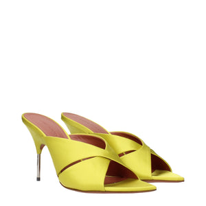 Green Satin Stiletto Heel Sandals