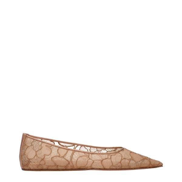 Beige Fabric Ballet Flats