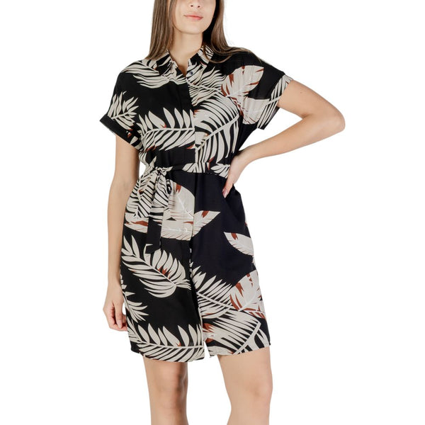Beige Viscose Short Dress