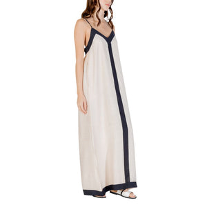 Beige Nylon Long Dress
