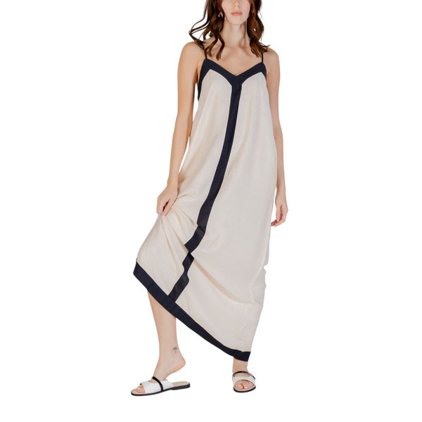 Beige Nylon Long Dress