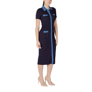 Blue Viscose Long Dress