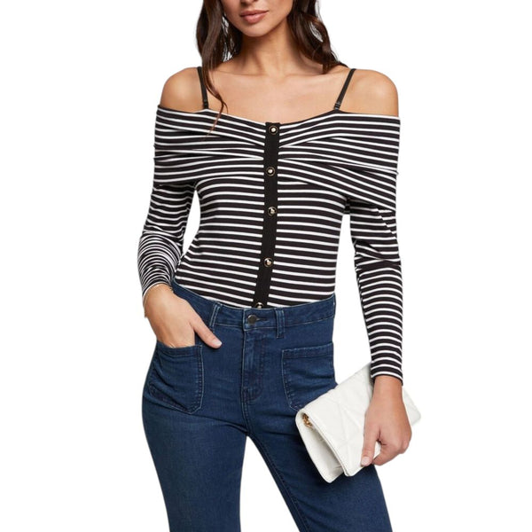 Black And White Viscose Long Sleeve T-Shirt