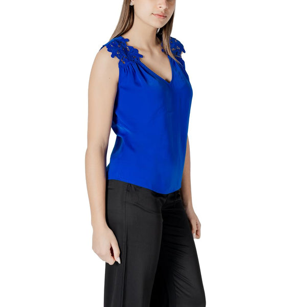 Blue Polyester Tank Tops