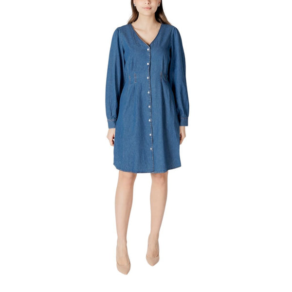 Blue Cotton Short Dress