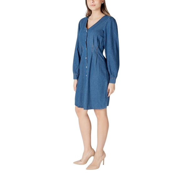 Blue Cotton Short Dress