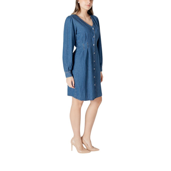 Blue Cotton Short Dress