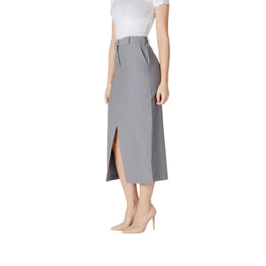 Gray Polyester Long Skirt
