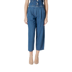 Blue Cotton Cropped Jeans