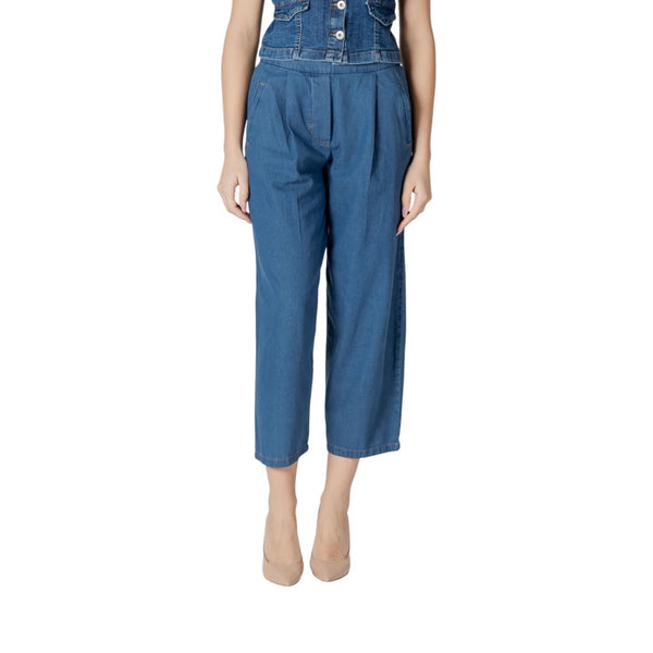 Blue Cotton Cropped Jeans