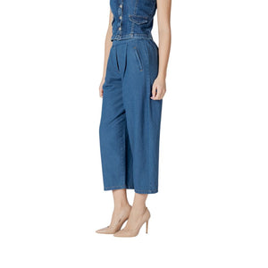 Blue Cotton Cropped Jeans