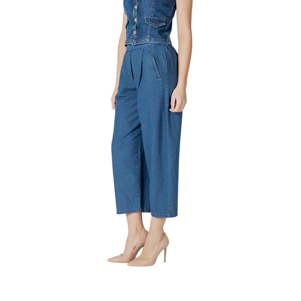Blue Cotton Cropped Jeans