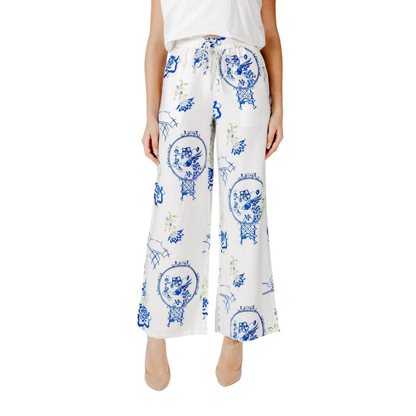 White Viscose Casual Pants