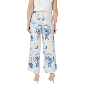 White Viscose Casual Pants