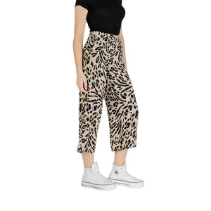 Beige Viscose Cropped Pants