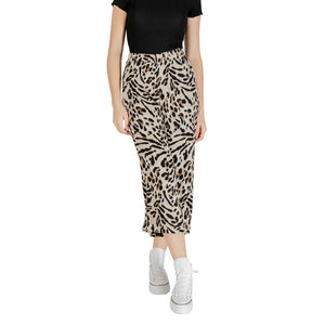 Beige Viscose Cropped Pants