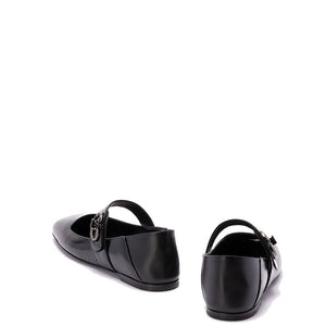 Black Calfskin Ballet Flats