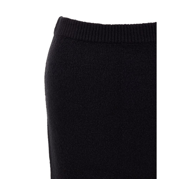 Black Cotton Midi Skirt