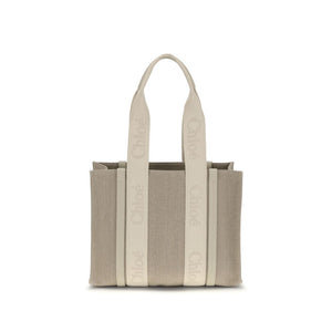 Beige Linen Shoulder Bag