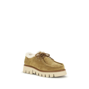 Beige Leather Oxfords And Derbies