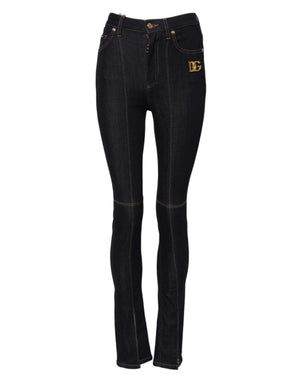 Blue Cotton High Waist Skinny Denim Jeans