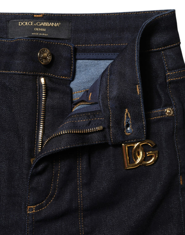 Blue Cotton High Waist Skinny Denim Jeans