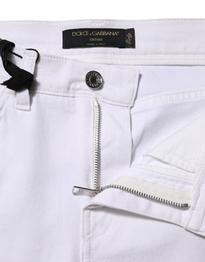 White Floral Sequined Embroid GIRLY Denim Jeans