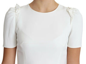 White Viscose Acetate Short Sleeve Blouse Top
